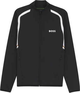BOSS Gestreepte sweater met rits - Zwart