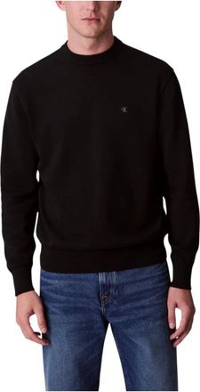 Calvin Klein Jeans Katoenen Crewneck Sweater - Heren - Sweatshirts - Zwart - M - Katoen - Hoodies & sweatvesten