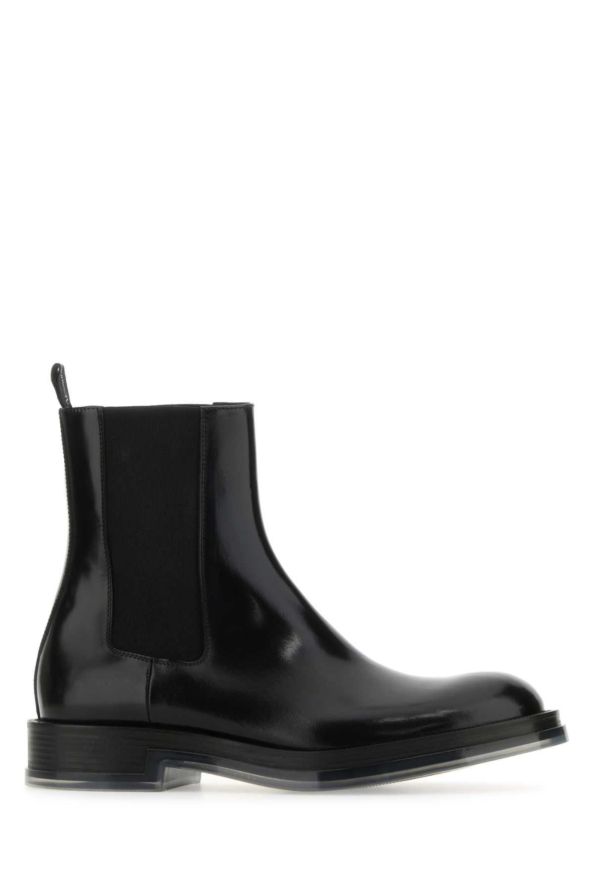 ショートブーツ・ブーティ Rubber boots - Alexander McQueen - Leather - Black Alexander McQueen - Black Leather Lace-Up Boots