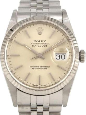 Rolex Pre-owned Datejust Roestvrij Staal Wit Goud Automatisch - Dames - Vintage Horloges - Grijs - ONE Size - Vintage