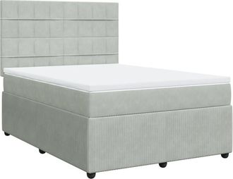 vidaXL Vidaxl - Cama Box Spring Con Colch&oacute;n Terciopelo Gris Claro 160x200 Cm