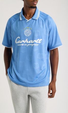 Carhartt Work in Progress Terrace Football Embroidered Graphic Polo in Heart Cura at Nordstrom, Size Xx-Large