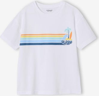Vertbaudet T-Shirt mit Print CALIFORNIA Jungen, mit Recycling-Baumwolle wei&szlig;