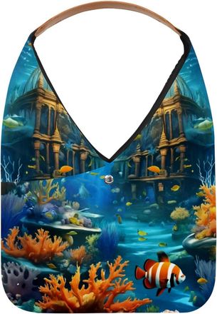 Generic Fantastic Underwater World Reusable Lightweight Grocery Bags - Foldable Into Compact Pouch, Washable & Sturdy, Multipurpose for Shopping and Travel