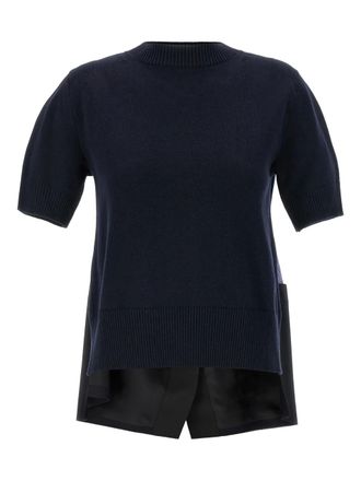 sacai patchwork short-sleeved T-shirt - women - Cotton/Polyester - 3 - Blue