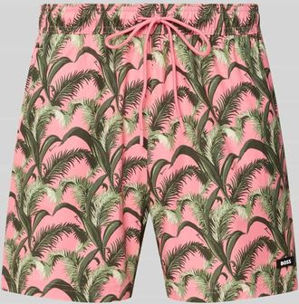 HUGO BOSS Regular Fit Badeshorts mit Allover-Muster Modell PIKE in Lachs, Gr&ouml;&szlig;e XXL