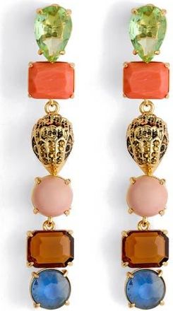 Kurt Geiger Mixed Crystal & Semiprecious Stone Linear Drop Earrings in Crystal Multi at Nordstrom Rack