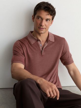 Reiss Rose Pink Pigment-dyed Merino Wool Polo Jumper, Xxl