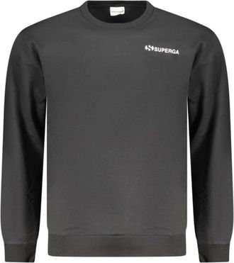 Superga Katoenen sweatshirt met ronde hals en ribboorden - Heren - Sweatshirts - Zwart - 2XL - Katoen - Hoodies & sweatvesten