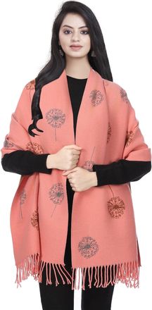 Generic Thick Dandelion print reversible super soft winter shawl unisex trending scarf Xmas gift By UK SCARFS AND SHWALS (Coral Pink)