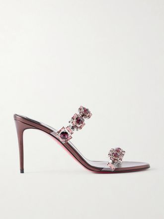 Christian Louboutin Sandali In Pelle Metallizzata E Pvc Decorato Just Jewel 85 - Bordeaux