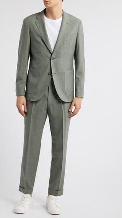 BOSS Heston Slim Fit Green M&eacute;lange Wool Suit in Medium Green at Nordstrom Rack, Size 40 Regular