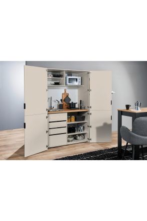 Xora Schrankküche, Kaschmir, Metall, 3 Schubladen, 124x200x70 cm, Küchen, Küchenzeilen & Küchenblöcke, Schrankküche