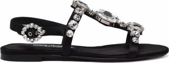Dolce & Gabbana Schoenen, Dames, Zwart, 40 EU, Leer, Sandalo in raso