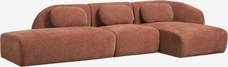 Sklum Sof&aacute; Modular Chaise Longue Derecho De 3 Piezas Con Div&aacute;n Izquierdo En Chenilla Coquette Sklum