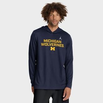 Jordan Brand Mens Jordan Brand Navy Michigan Wolverines 2025 Sideline Performance Long Sleeve Hoodie T-Shirt at Nordstrom, Size Xx-Large