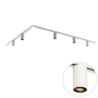 QAZQA Moderno Sistema De Iluminaci&oacute;n De Riel Moderno Con 5 Focos Blancos Monof&aacute;sicos Gu10 50 Mm - Iconic Ruby Acero /pl&aacute;stico Adecuado Para Led Max. 5 X 10 