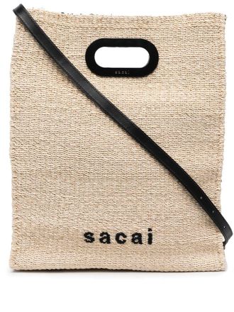 sacai Shopper met geborduurd logo - Beige
