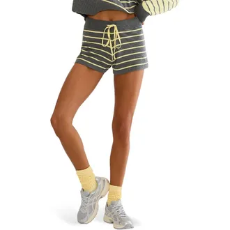 Beach Riot Balboa Striped Shorts in Butter Gray Stripe at Nordstrom, Size X-Large