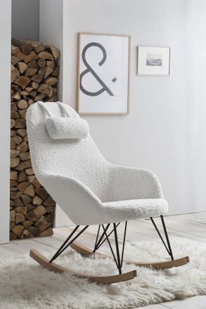 Salesfever Schaukelsessel »Komfortabler Schaukelstuhl zum Entspannen« Exklusiver Bezug in edler Teddyfell-Optik