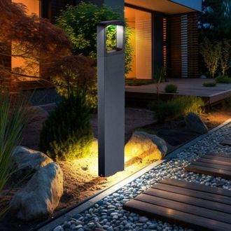 Globo Lighting Lampada da terra per esterni a led, luce da sentiero, luce da esterno grigio scuro, lampada da terra, alluminio, 10W 298Lm bianco caldo, LxPxH