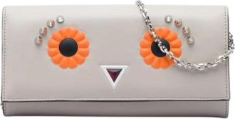 Fendi Pre-owned Wallet on Chain - Dames - Vintage Clutch - Beige - ONE Size - Leer - Vintage