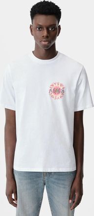 Amiri Mens Sun Logo T-Shirt in White Cotton - Size X-Large