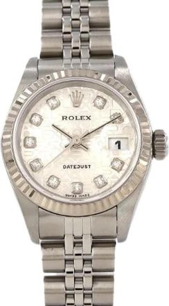 Rolex Pre-owned Datejust Roestvrij staal Witgoud Horloge - Dames - Vintage Horloges - Grijs - ONE Size - Vintage