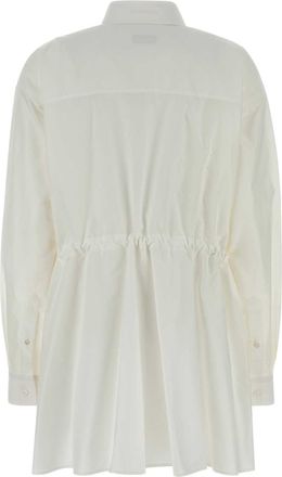 Balenciaga Womens Hourglass Shirt Dress White Cotton