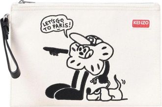 Kenzo Stijlvolle Cartoon Clutch - Dames - Clutches - Wit - ONE Size - Tassen
