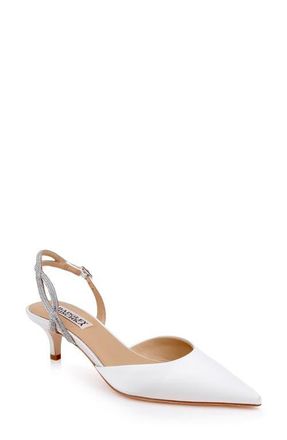 Badgley Mischka Yulianna dOrsay Pump in White Satin at Nordstrom, Size 8.5