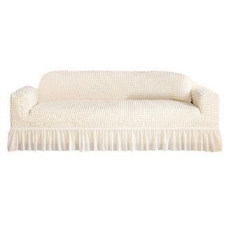 OEM Funda El&aacute;stica De Seersucker Para Sof&aacute; Con Acabado Blanco Crema (s)