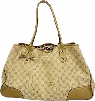 Gucci Brown Gold Canvas Tote Bag (Pre-Owned)