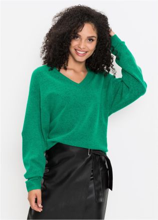Bonprix Strickpullover BONPRIX Oversize-Strick-Pullover, Damen, Gr. 32/34 (XS), gr&uuml;n (minzegr&uuml;n meliert), Obermaterial: 75% Polyacryl, 22% Polyester, 3% Elast