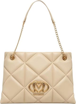 Love Moschino Logo-appliqu&eacute; Tote Bag - Dames - Shoppers - Beige - ONE Size - Leer - Tassen