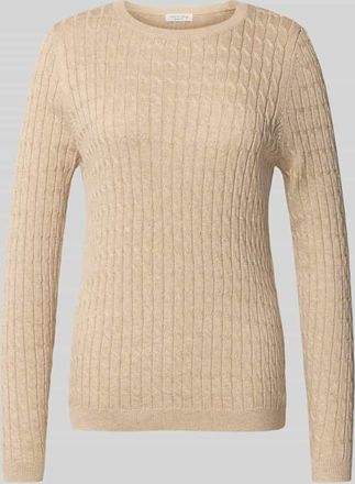 Christian Berg Strickpullover mit Zopfmuster in Sand Melange, Größe XL