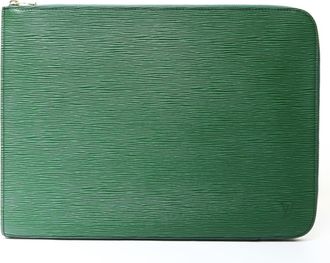 Louis Vuitton Epi Green Epi Leather Clutch Bag Pochette (Pre-Owned)