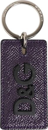 Dolce & Gabbana Lederen Logo Metalen Ring Sleutelhanger - Heren - Sleutelhangers & Tashangers - Paars - ONE Size - Leer - Accessoires