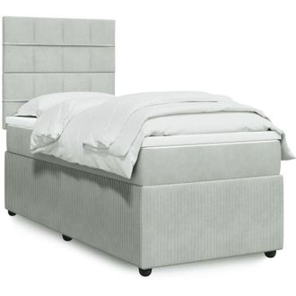 vidaXL Cama Box Spring Con Colch&oacute;n Terciopelo Gris Claro 100x200 Cm Vidaxl
