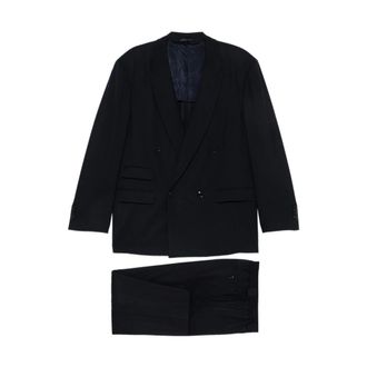 Giorgio Armani Kostuums, Heren, Blauw, XL, Wol, Double-breasted Suit