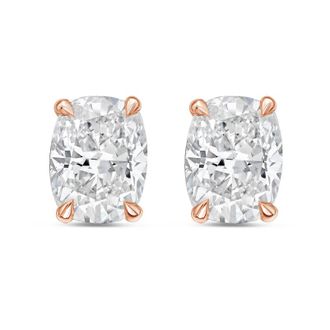 Diana M. Jewels 14Kt Rose Gold 2.00 cts Lab Grown Elongated Cushion Cut Diamond Studs