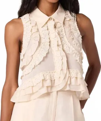 Astr Nienna Layered Ruffle Cropped Top In Cream