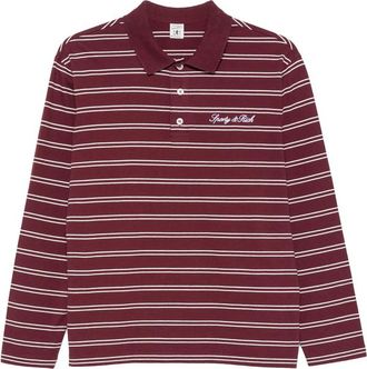Sporty & Rich Signature Logo Striped Long-sleeve Polo Shirt