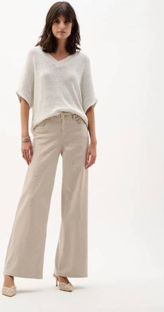 Joseph Ribkoff Denim Wide Leg Jeans With Embellishments In Moonstone