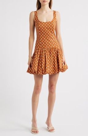 Hutch Sleeveless Drop Waist Bubble Hem Minidress in Copper Dots at Nordstrom Rack, Size 10