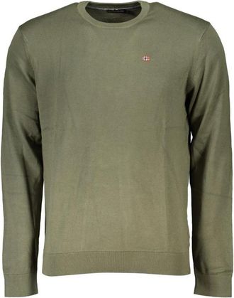 Napapijri Groene Crew Neck Geborduurde Trui - Heren - Ronde hals truien - Groen - 2XL - Katoen - Truien & Vesten
