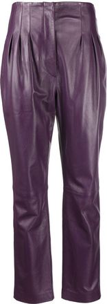 Alberta Ferretti tapered-leg leather trousers - women - Acetate/Lambskin/Polyester - 40 - Purple