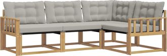 vidaXL Conjunto De Sof&aacute;s De Exterior 4 Uds. Blanco Y Gris Claro Vidaxl