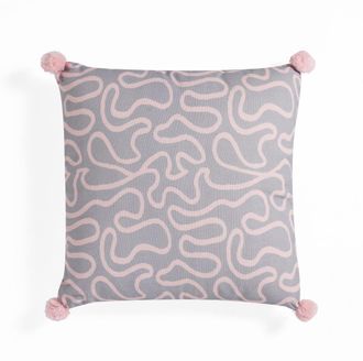 Oresteluchetta Coj&iacute;n de algod&oacute;n gris y rosa con funda extra&iacute;ble