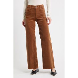 Frame Denim Le Slim Palazzo Patch Pocket High Waist Wide Leg Corduroy Jeans in Maple Brown at Nordstrom Rack, Size 28